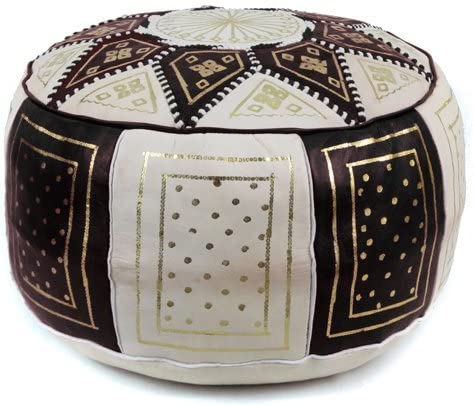 Moroccan Ottoman Pouf Genuine leather - Black