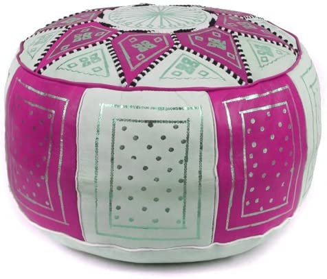 Moroccan Ottoman Pouf Genuine leather - Fuchsia