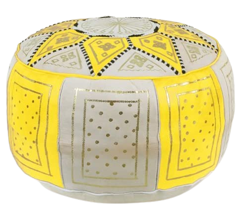 Moroccan Ottoman Pouf Genuine leather - Yellow