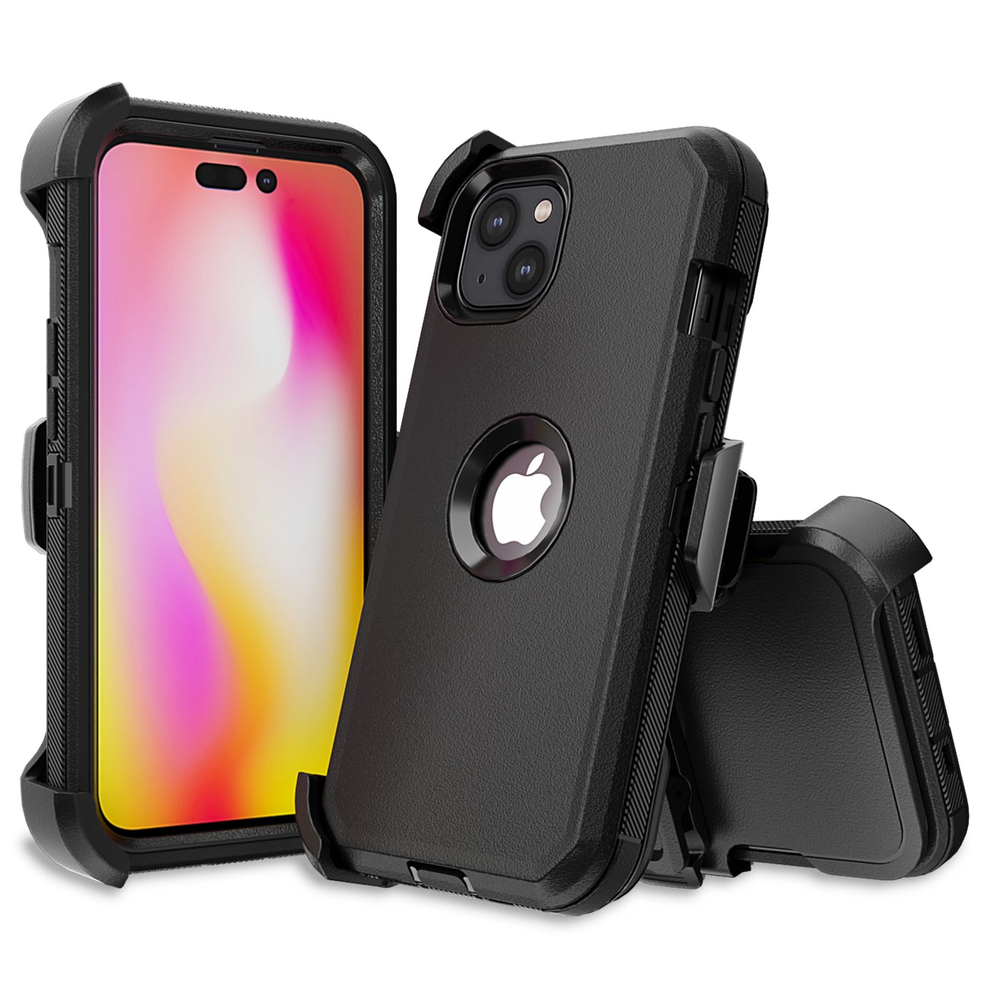 Rugged Cover for iPhone 15 Pro Hard Case Defender Protective Hard Cover Case with Belt Clip