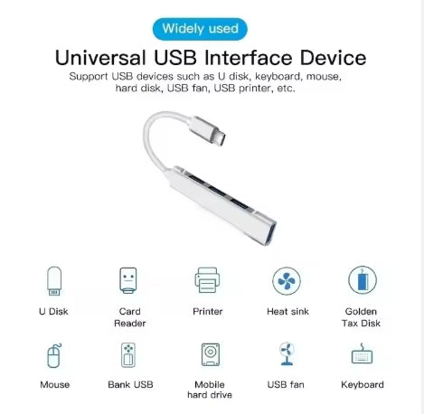 4-Port USB High-Speed Type C & USB Splitter 5Gbps Multiport PC Computer Accessory Charging Docking Station