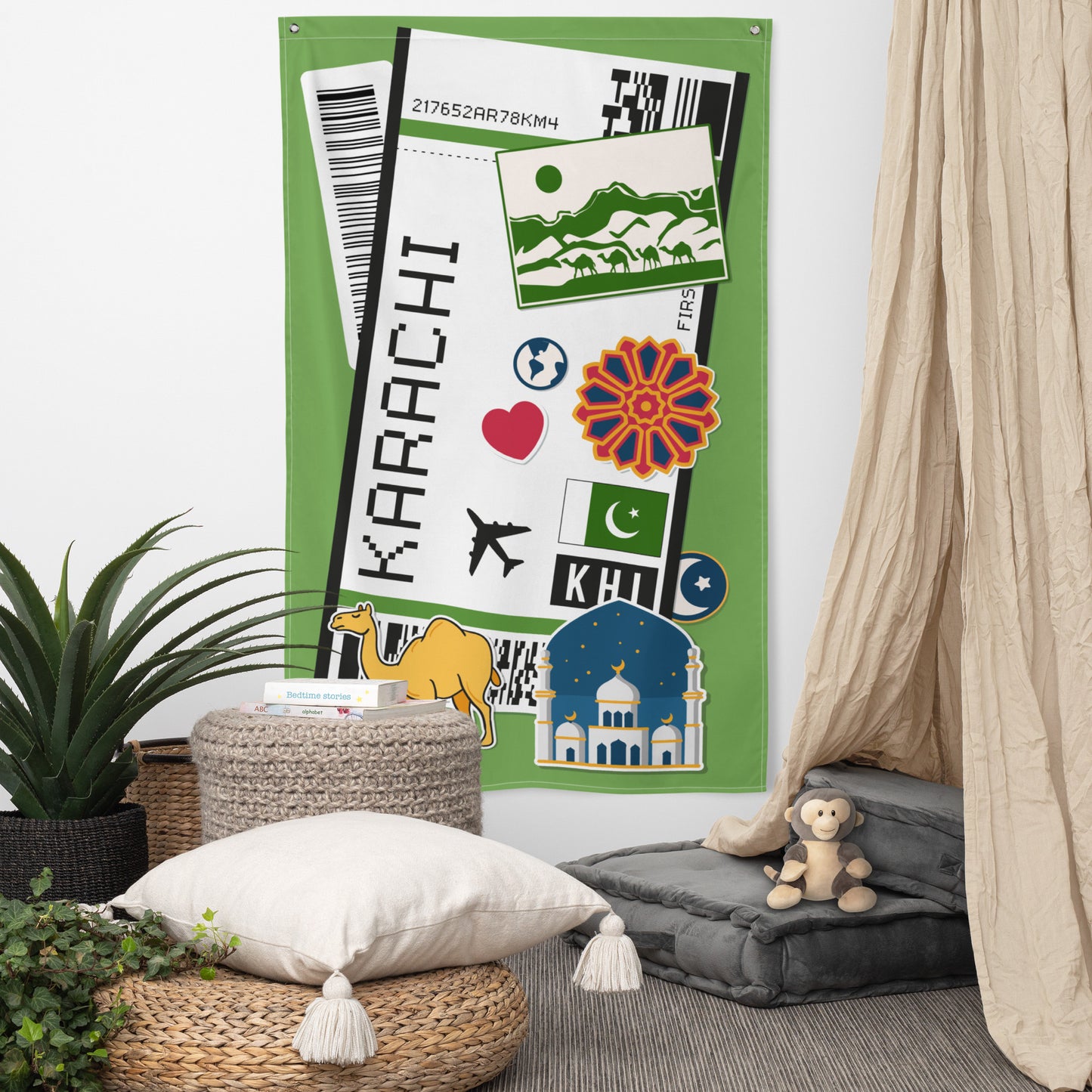 Karachi Pakistan Pakistani Flag Banner Wall Art Decor Banners