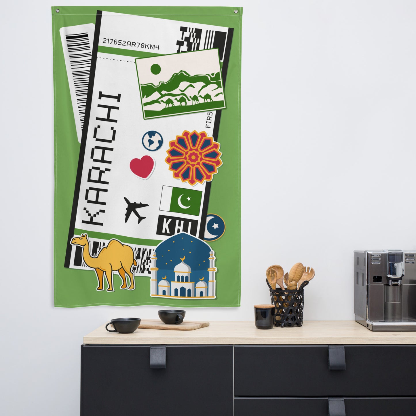 Karachi Pakistan Pakistani Flag Banner Wall Art Decor Banners