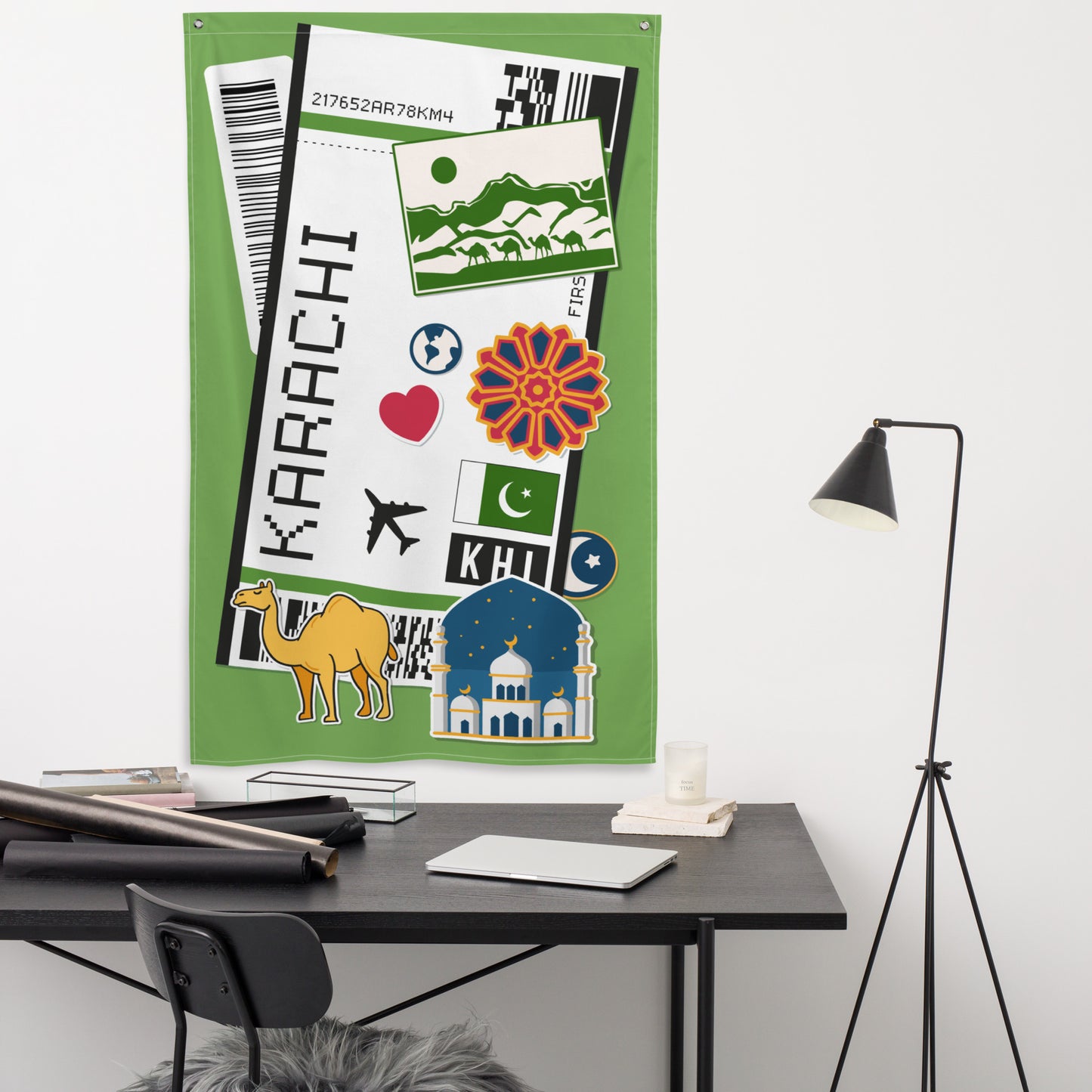 Karachi Pakistan Pakistani Flag Banner Wall Art Decor Banners