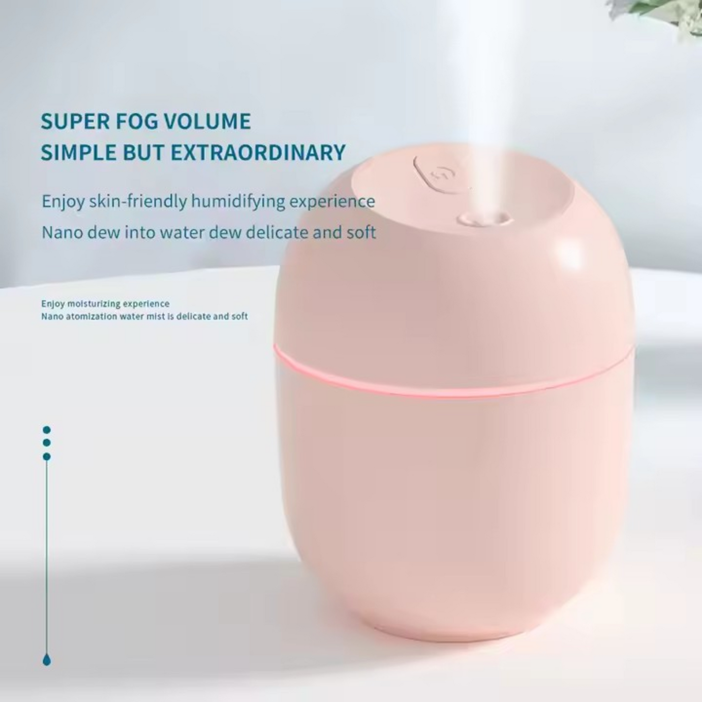 Mini Portable Air Humidifier and Night Light Diffuser Ultrasonic with Color - 220ml