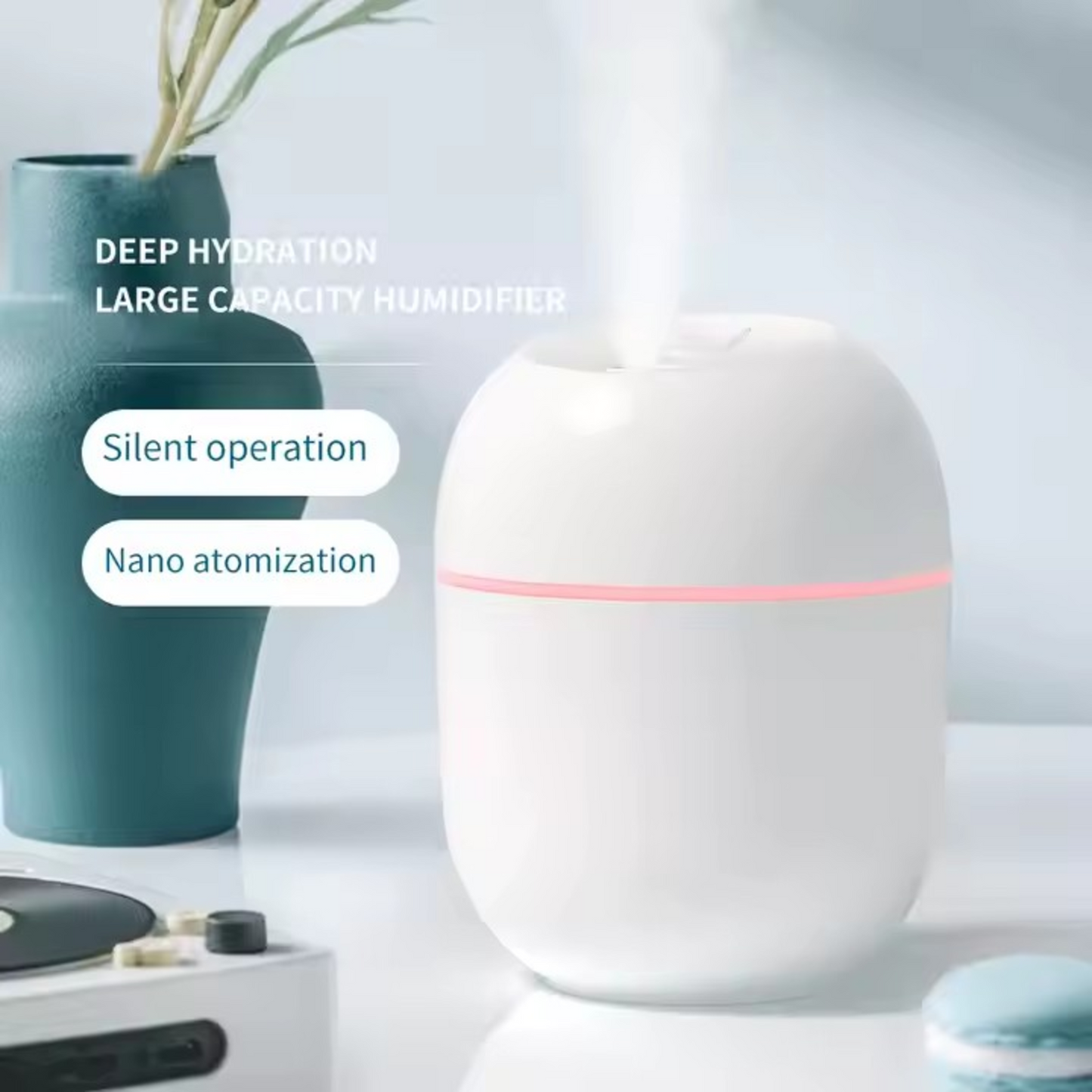 Mini Portable Air Humidifier and Night Light Diffuser Ultrasonic with Color - 220ml