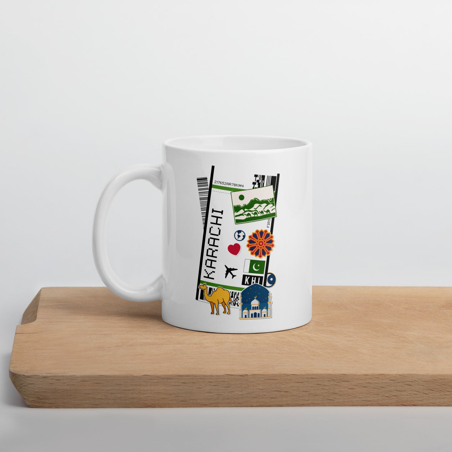 Karachi Pakistan Pakistani Flag Coffee Mug Cup Large White Glossy Mug