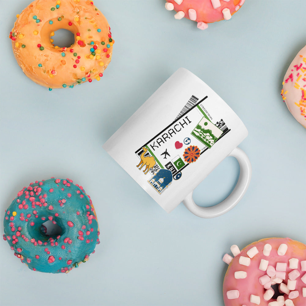 Karachi Pakistan Pakistani Flag Coffee Mug Cup Large White Glossy Mug