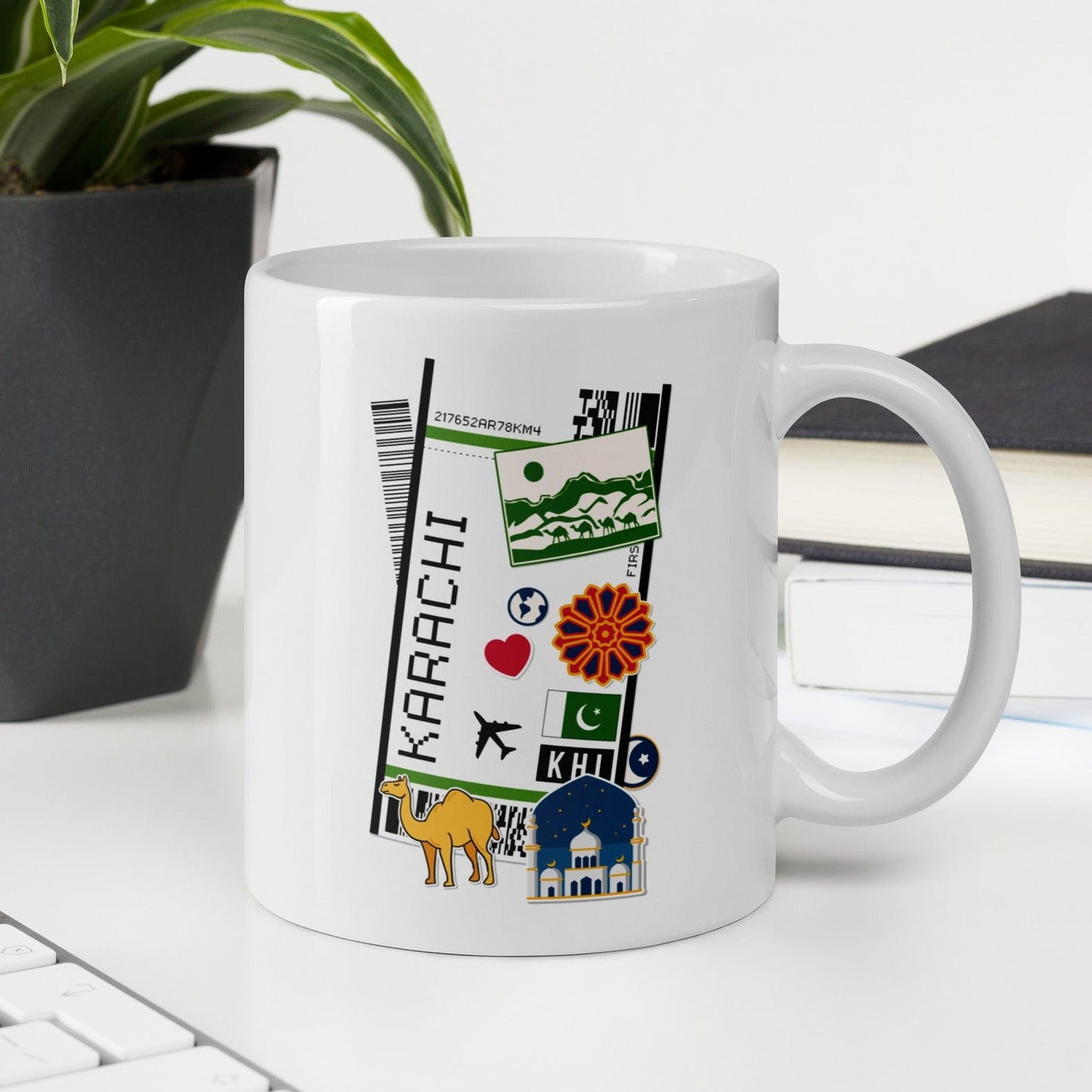 Karachi Pakistan Pakistani Flag Coffee Mug Cup Large White Glossy Mug