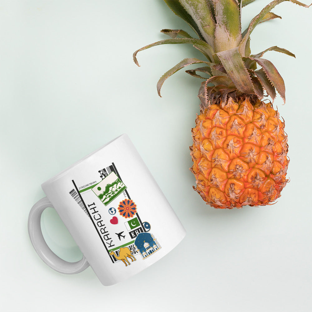 Karachi Pakistan Pakistani Flag Coffee Mug Cup Large White Glossy Mug