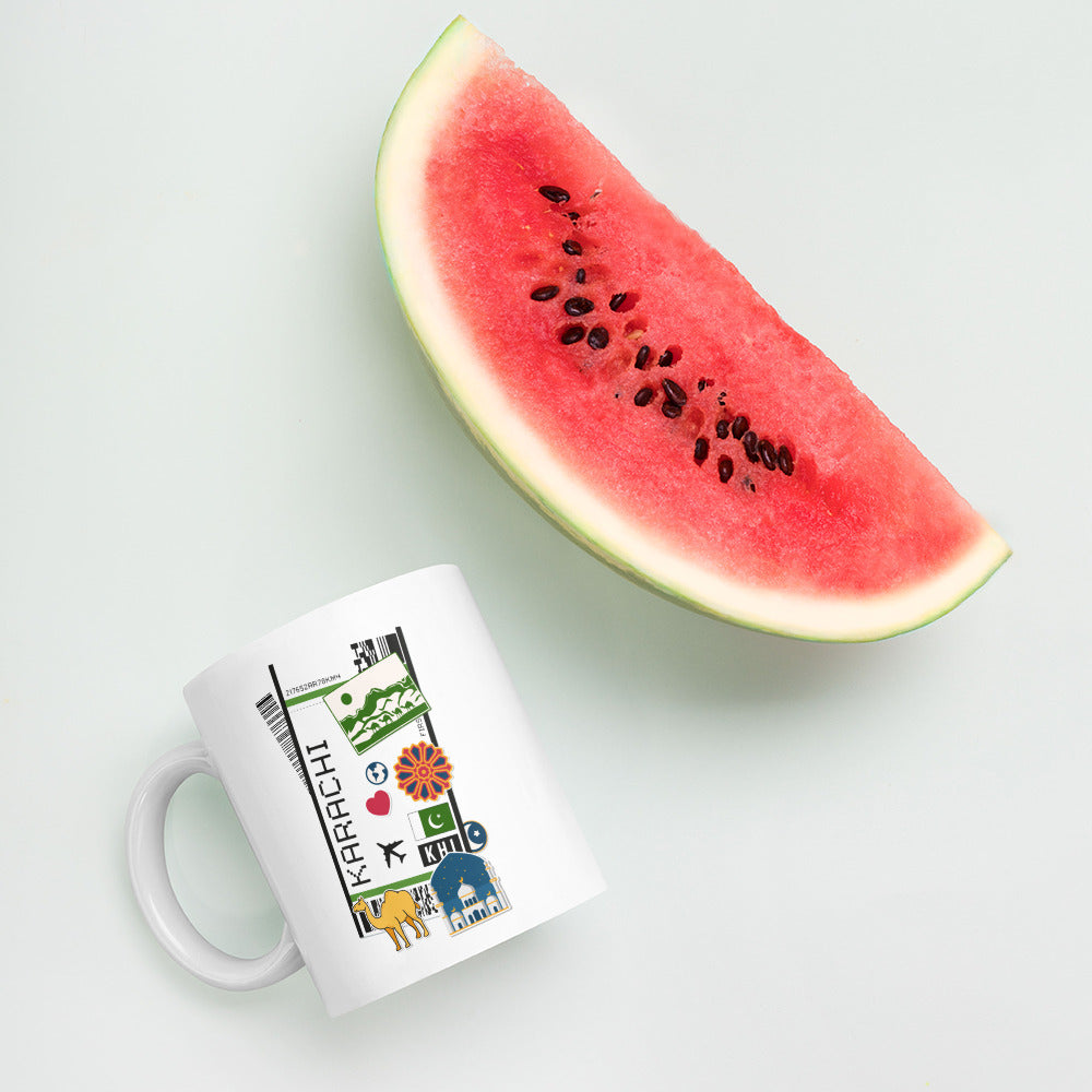 Karachi Pakistan Pakistani Flag Coffee Mug Cup Large White Glossy Mug