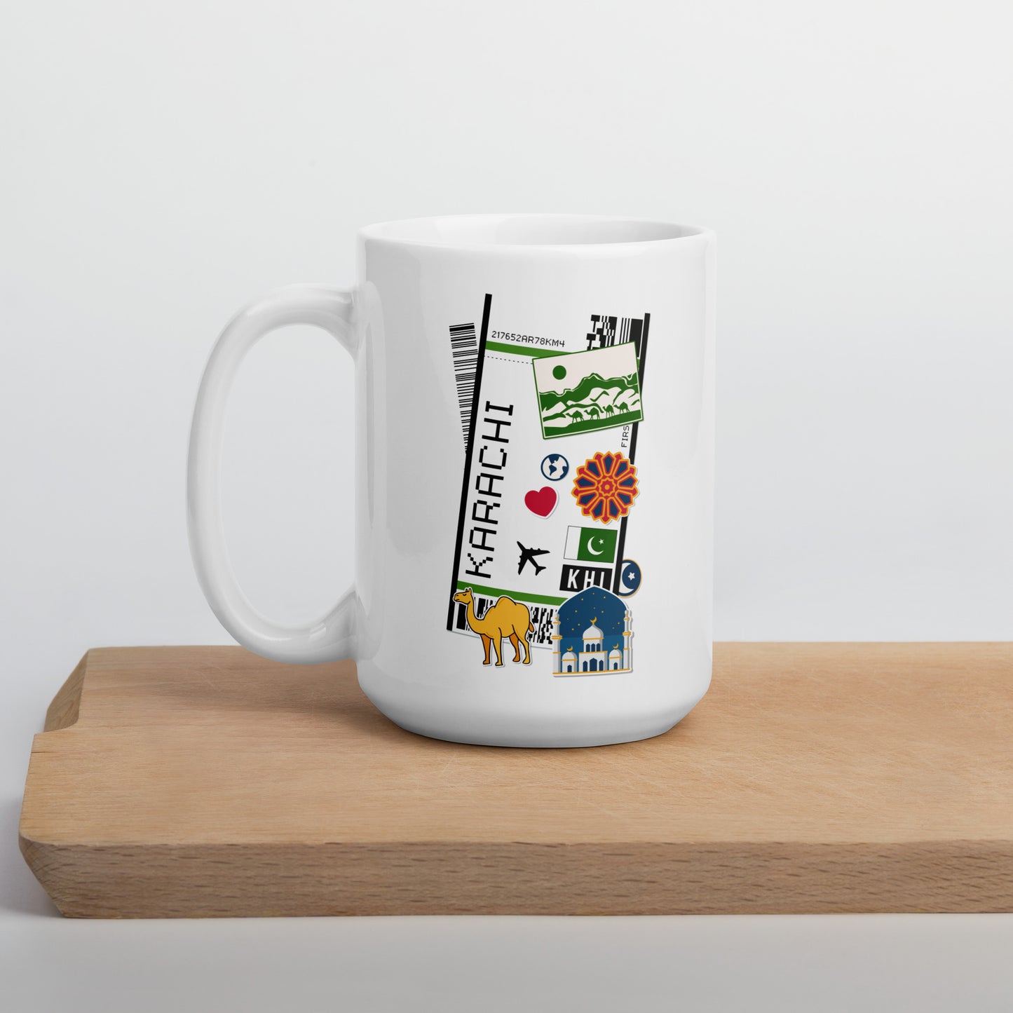 Karachi Pakistan Pakistani Flag Coffee Mug Cup Large White Glossy Mug