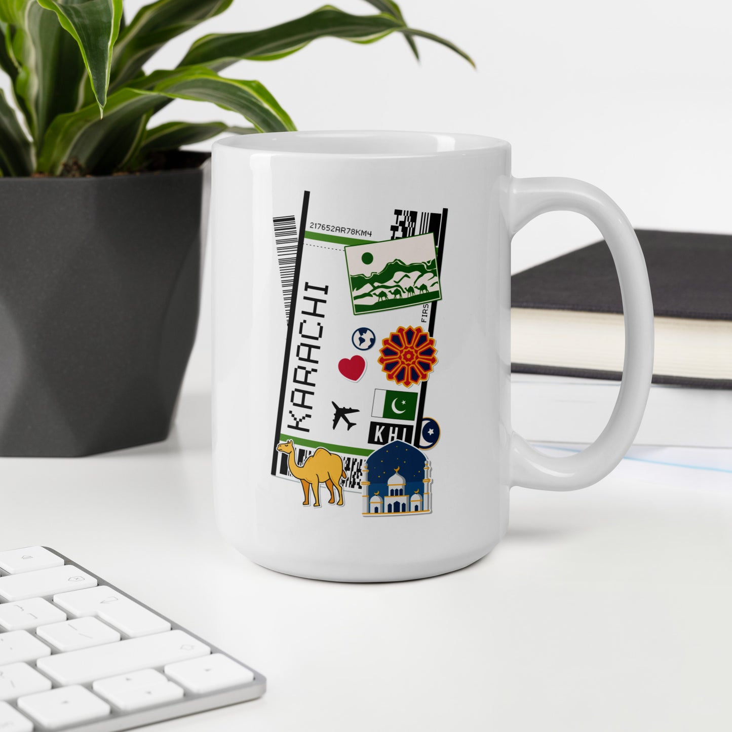 Karachi Pakistan Pakistani Flag Coffee Mug Cup Large White Glossy Mug