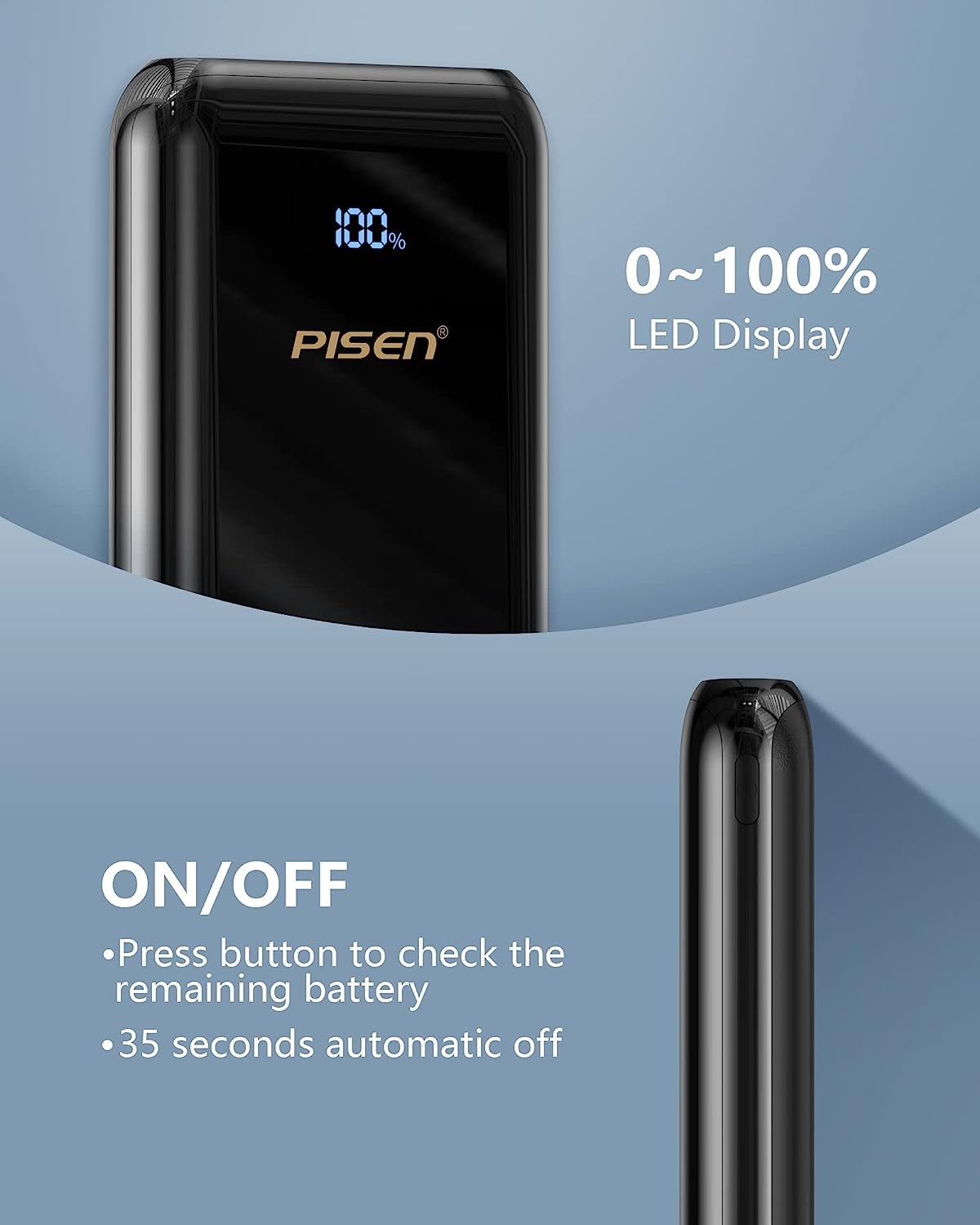 PISEN 10000 mAh USB C Power Bank  22.5W