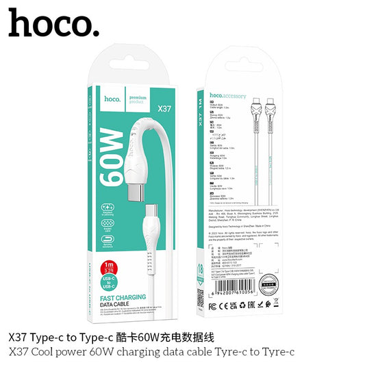 HOCO X37 Cool Power Charging Data Cable Type-C to Type-C (60W)
