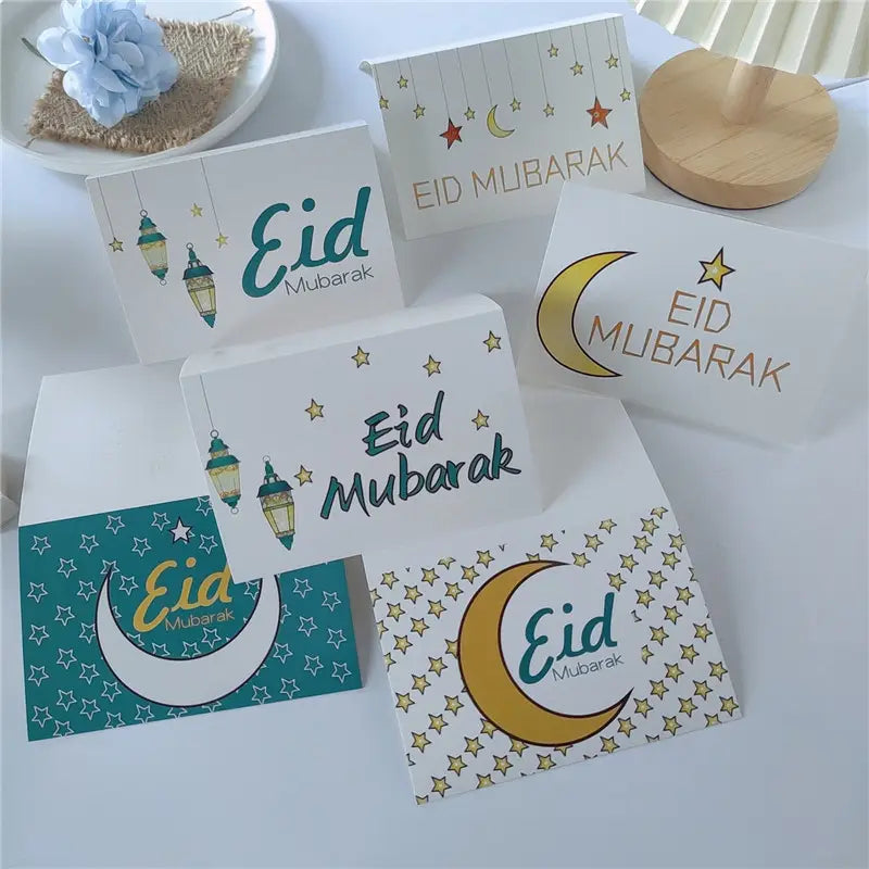 Eid Greeting Card Simple style Eid Mubarak (6 Pack)